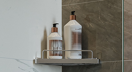 Inspired Design HARMONY corner shower shelf chrome
